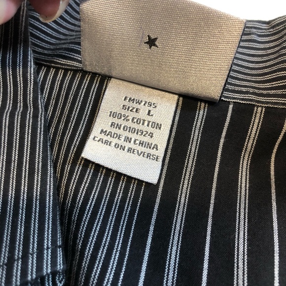 Fender Guitar Long Sleeve Striped Button Up Shirt Skull Rock n Roll Size Large - Picture 7 of 10